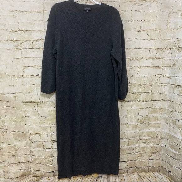 Lucky Brand Charcoal Gray Wool Blend Long Sleeve Maxi Sweater Dress - Picture 1 of 6